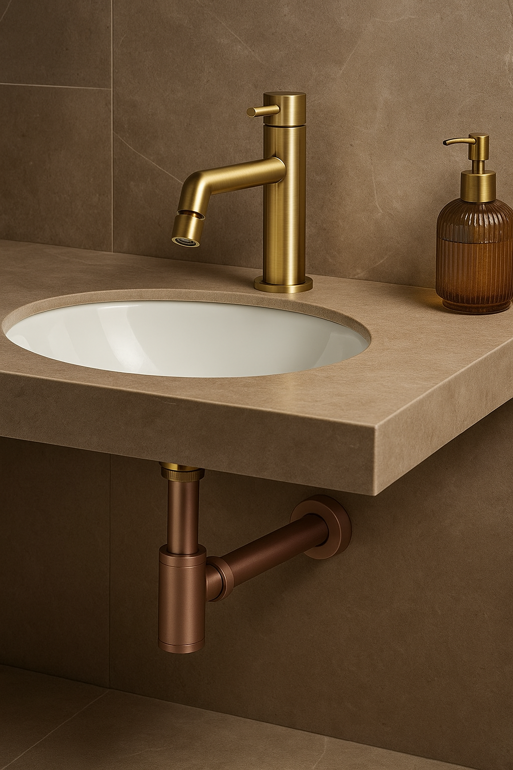 Brushed Rose Gold Round Siphon Where Luxury Meets Functionality in Bathroom Design