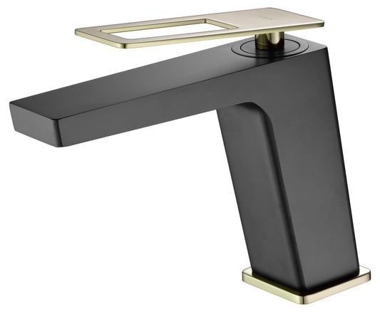 Monomando Lavabo Suecia Negro Oro Brillo