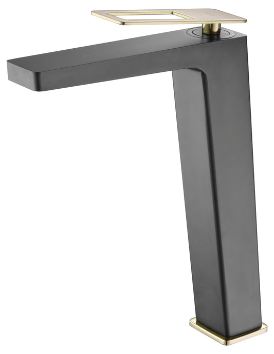 Monomando Lavabo Alto Suecia Negro Oro Brillo