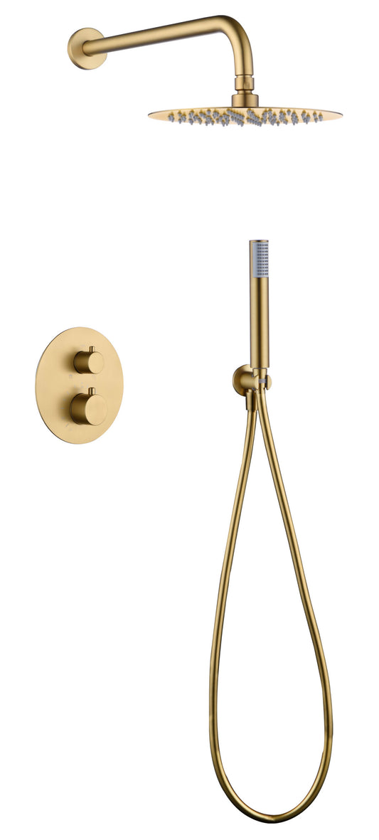 Conjunto Ducha Termostatico Empotrado Monza Oro Cepillado