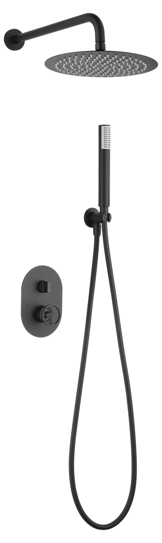 Conjunto Ducha Monomando Empotrado Olimpo Negro Mate