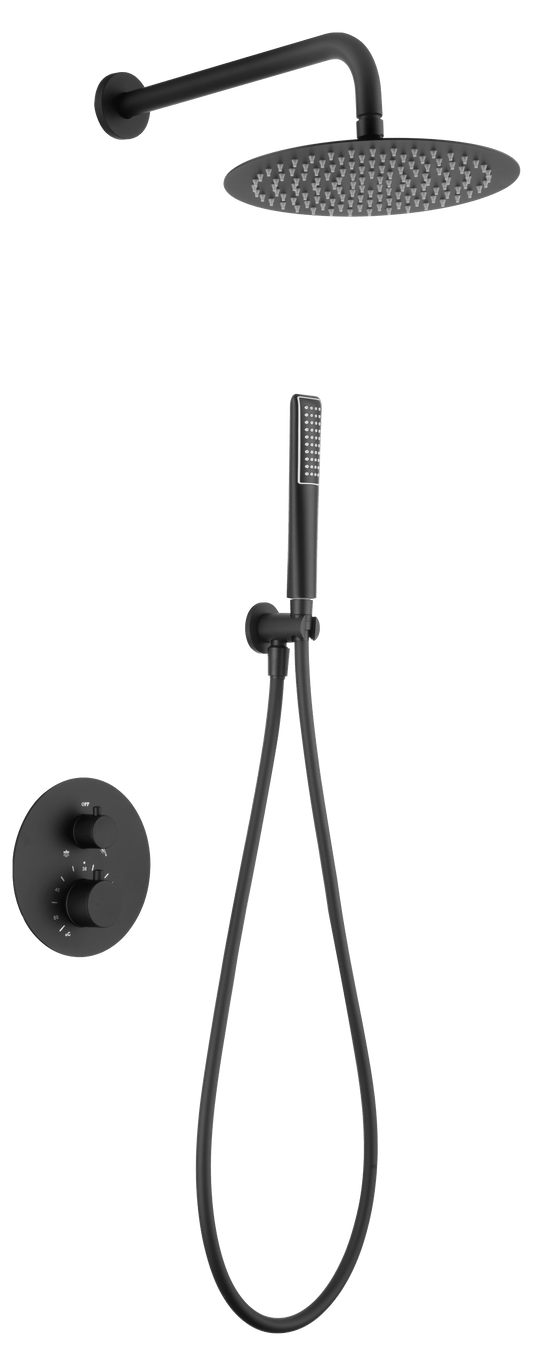 Conjunto Ducha Termostático Empotrado Nápoles Negro Mate