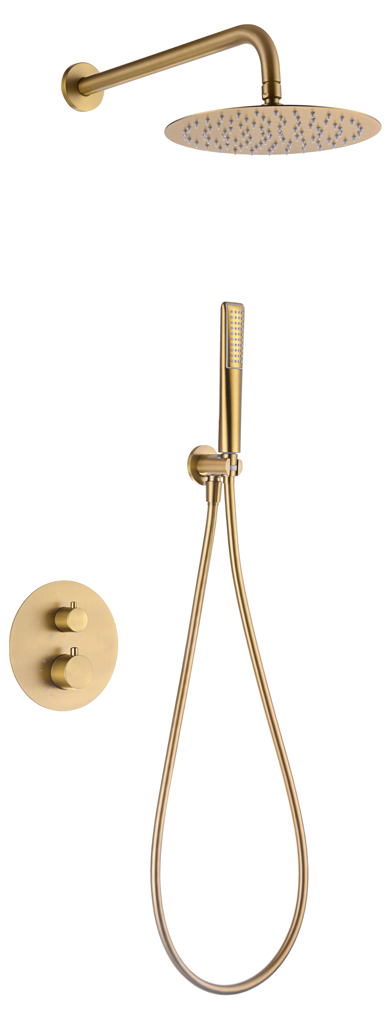 Conjunto Ducha Termostático Empotrado Nápoles Oro Cepillado