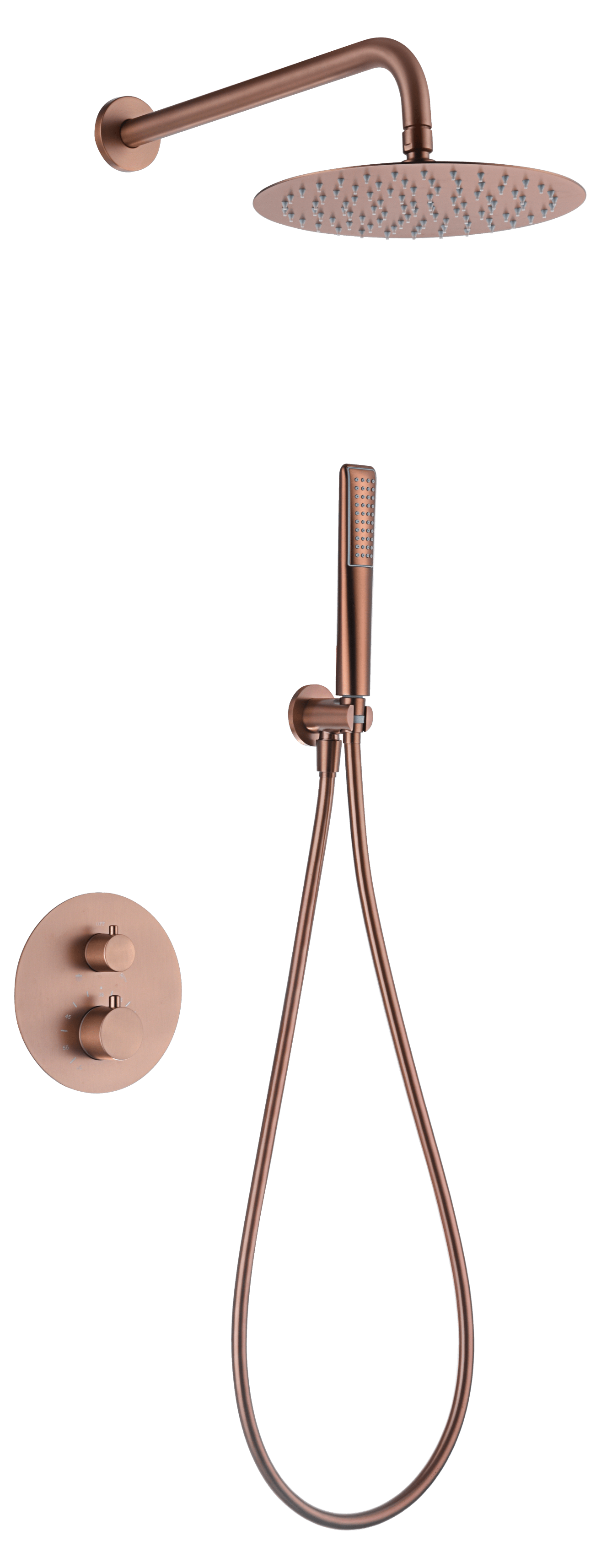 Conjunto Ducha Termostático Empotrado Nápoles Oro Rosa Cepillado