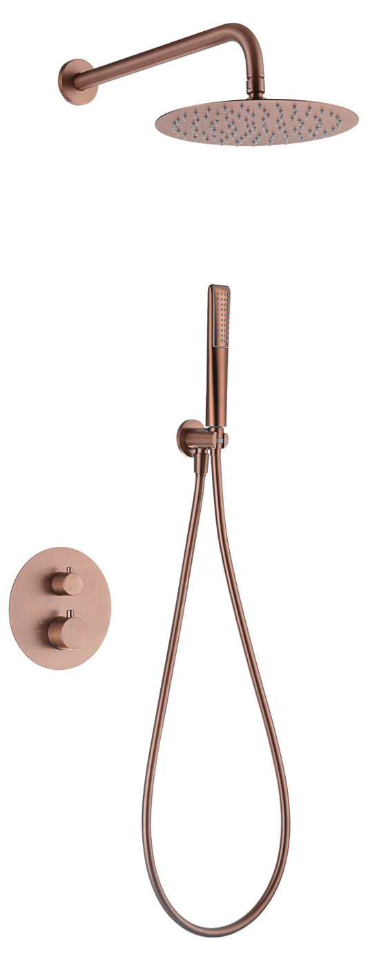 Conjunto Ducha Termostático Empotrado Nápoles Oro Rosa Cepillado
