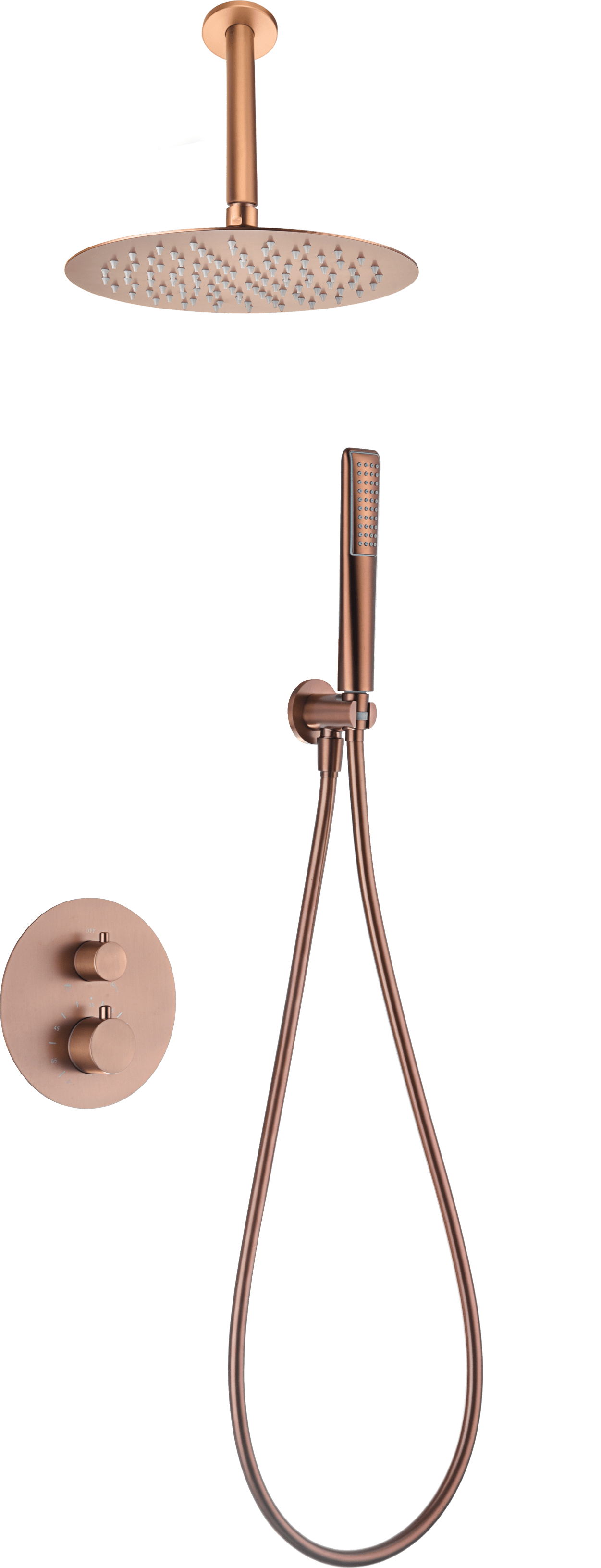 Conjunto Ducha Termostático Empotrado Salerno Oro Rosa Cepillado