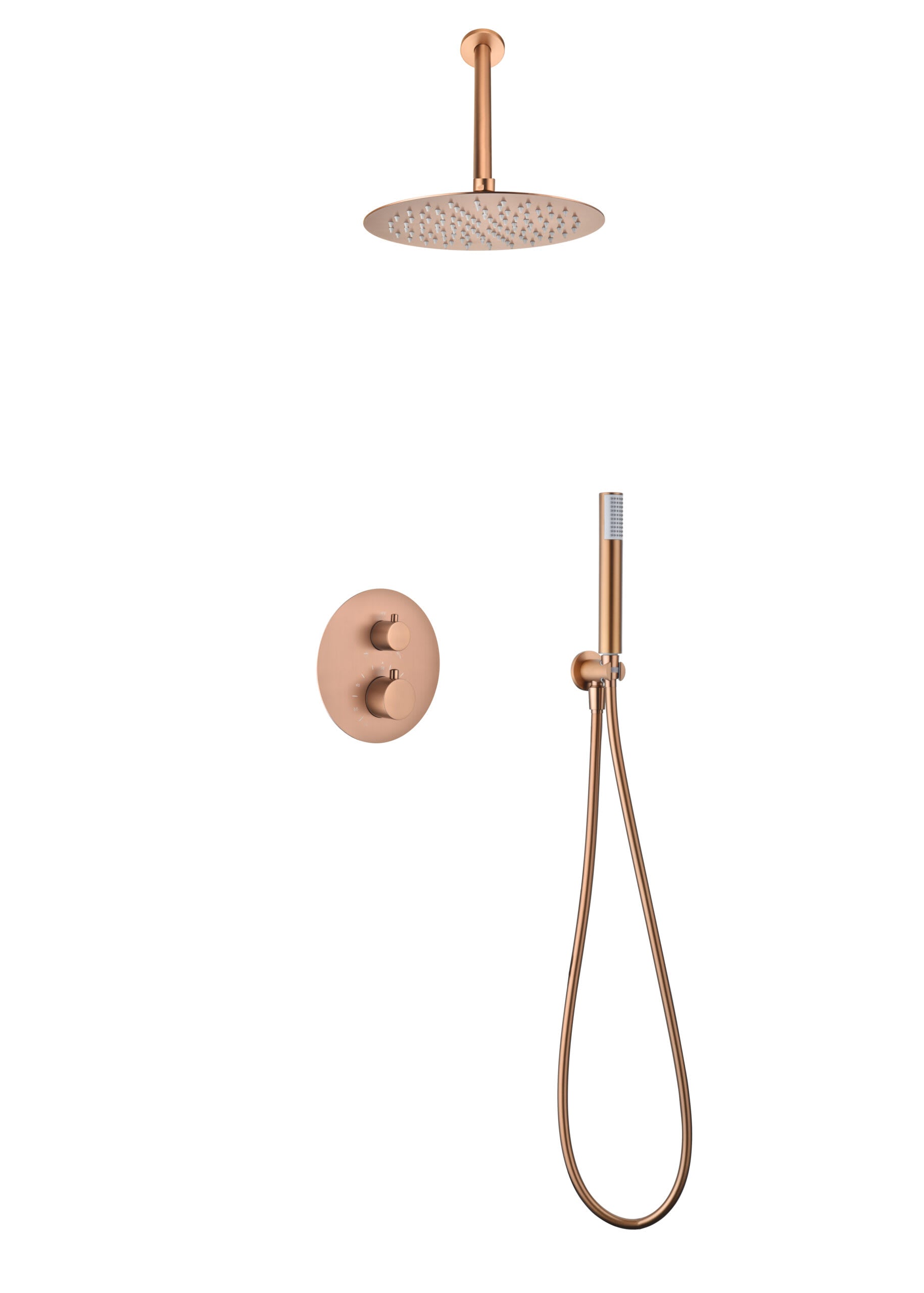 Conjunto Ducha Termostatico Empotrado Tívoli Oro Rosa Cepillado