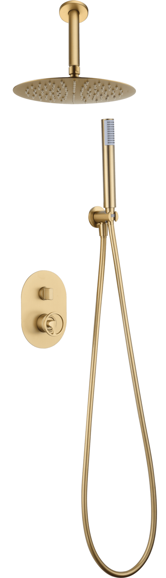 Conjunto Ducha Monomando Empotrado Vesubio Oro Cepillado