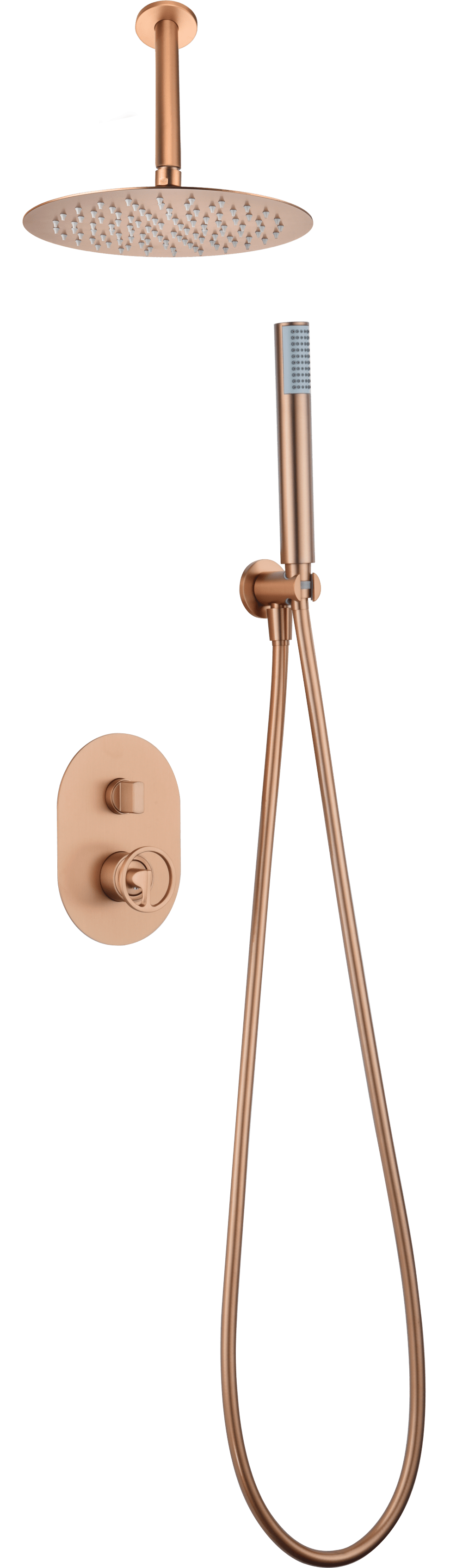 Conjunto Ducha Monomando Empotrado Vesubio Oro Rosa Cepillado