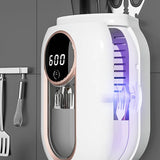 Soporte para palillos de desinfección con pantalla LED, utensilios de cocina montados en la pared, cuchara, tenedor, caja de almacenamiento de cuchillos, soporte para cuchillos de desinfección UV