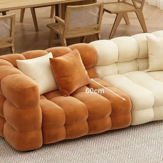 Sofá seccional pequeño estilo crema nórdico para sala de estar 