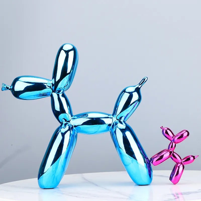 Estatua animal moderna artesanal de perro de resina galvanizada