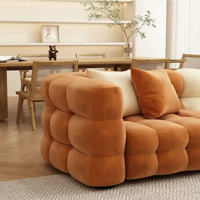 Sofá seccional pequeño estilo crema nórdico para sala de estar 