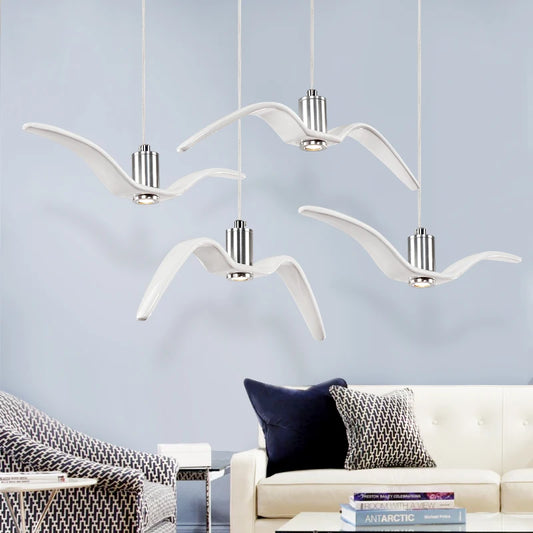 Lámpara colgante de techo con diseño de gaviota nórdica y pájaros LED