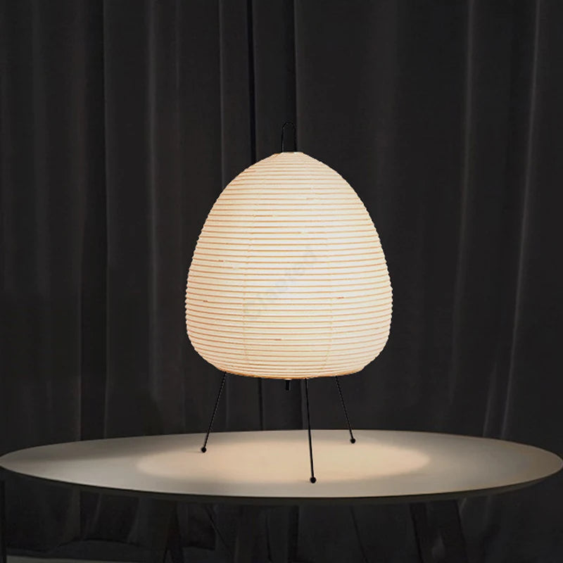 Lámpara de mesa japonesa ovalada de papel