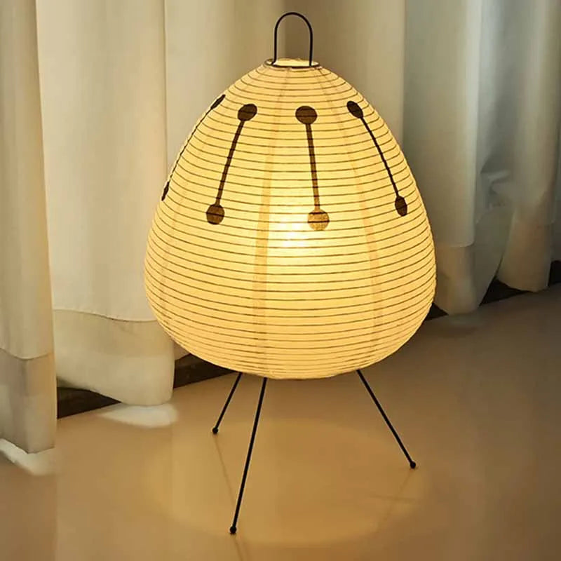 Lámpara de mesa japonesa ovalada de papel