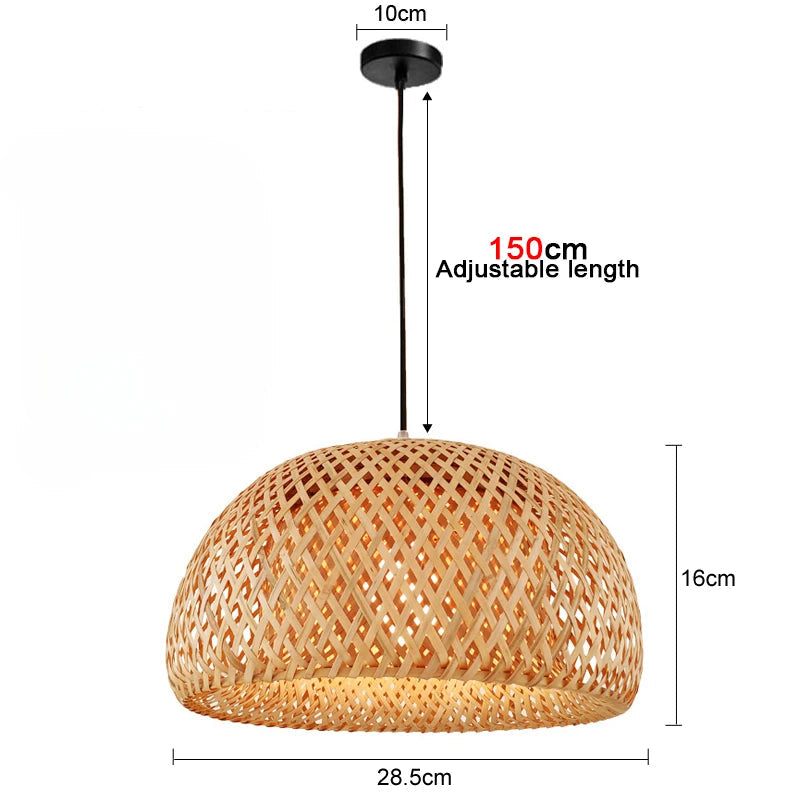 Lámpara colgante de bambú con forma de araña, lámpara colgante de madera para techo.