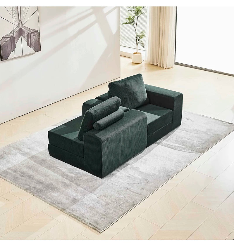 Sofá cama modular de pana de estilo moderno y sencillo para sala de estar con bloques de tofu y combinación de compresión para dormitorio.