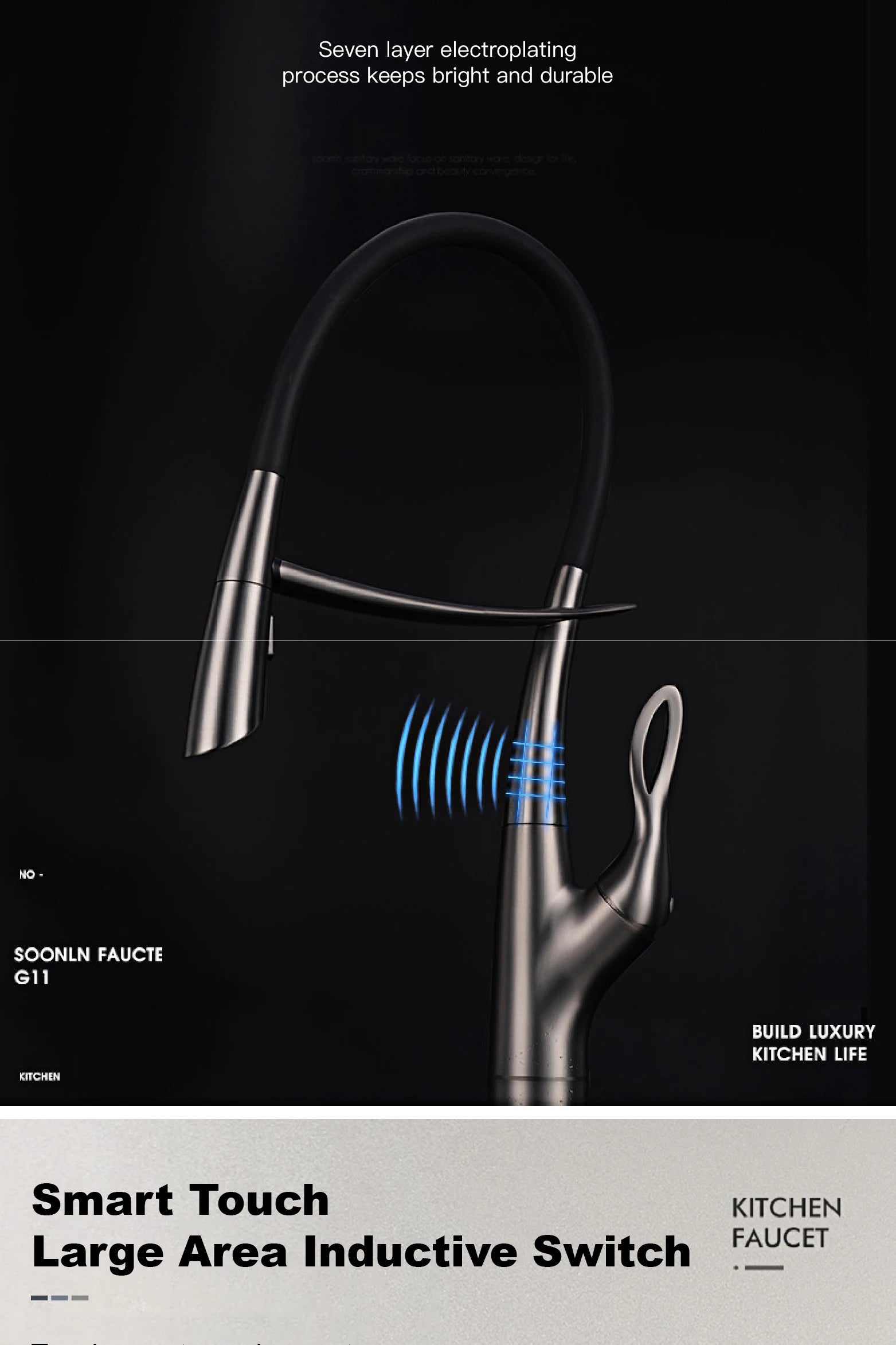 Grifo magnético para fregadero con interruptor táctil, control dual de agua fría y caliente