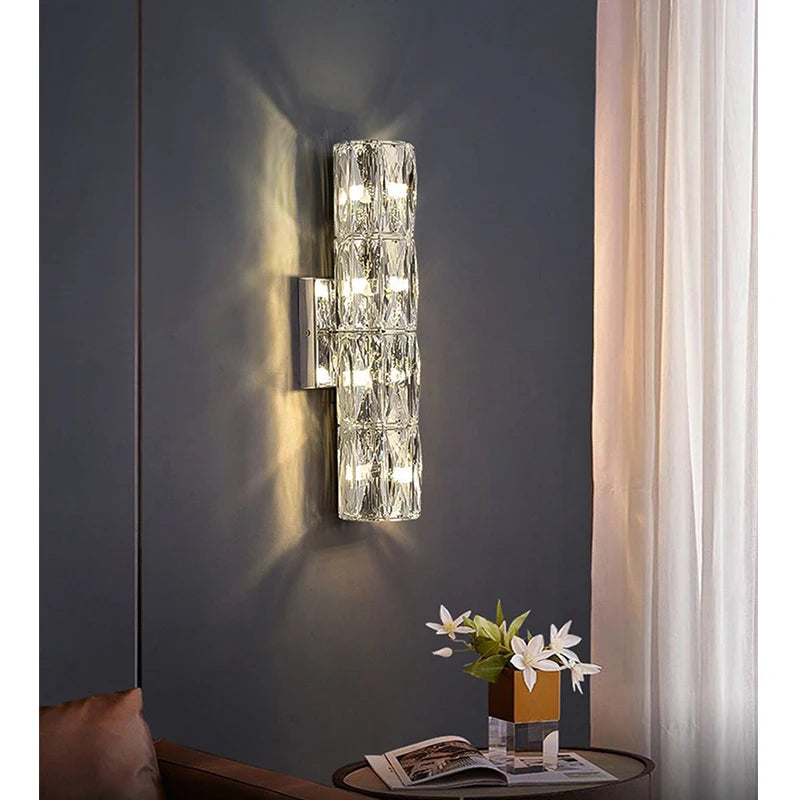 Lámpara de pared moderna de cristal de lujo larga