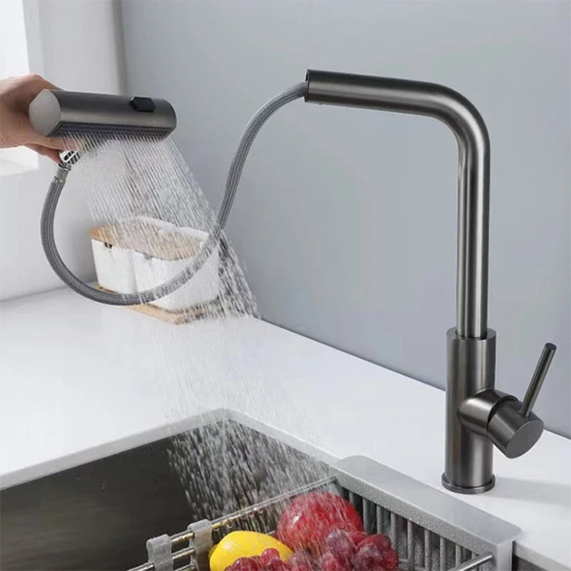 Grifo extraíble para lavabo con sensor de cascada y 3 modos