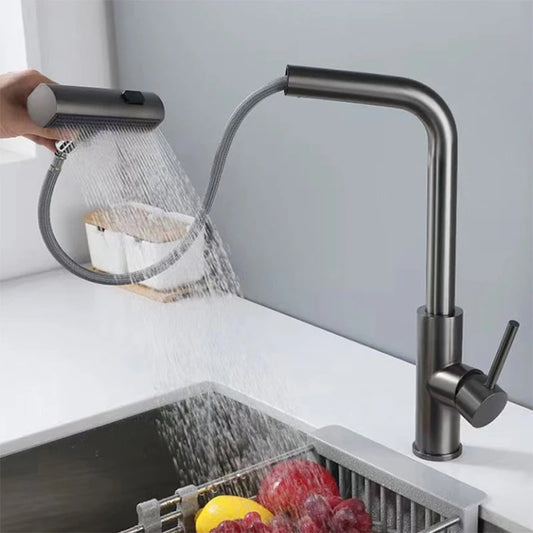 Grifo extraíble para lavabo con sensor de cascada y 3 modos