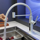Grifo de cocina con manguera flexible y panel LED para montaje en cubierta