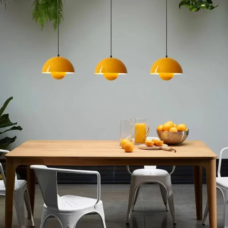 Lámpara colgante semicircular con diseño de flores nórdicas
