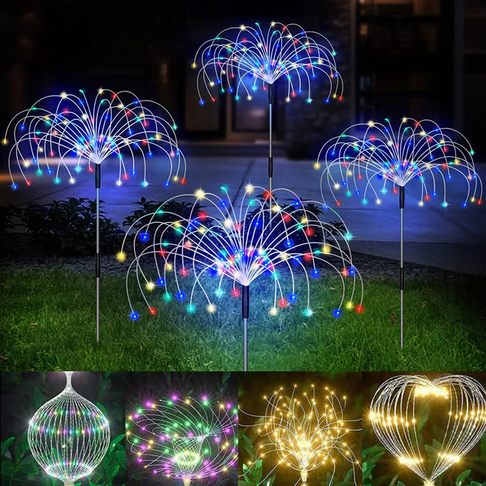 Luces LED solares para césped de fuegos artificiales