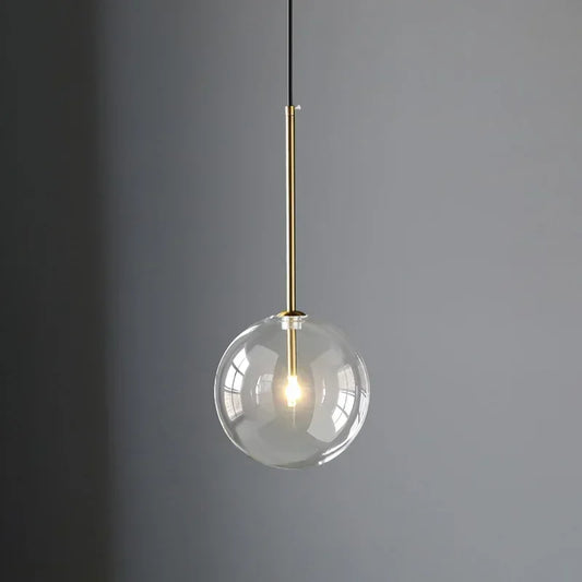 Lámpara colgante de noche con bola de cristal transparente
