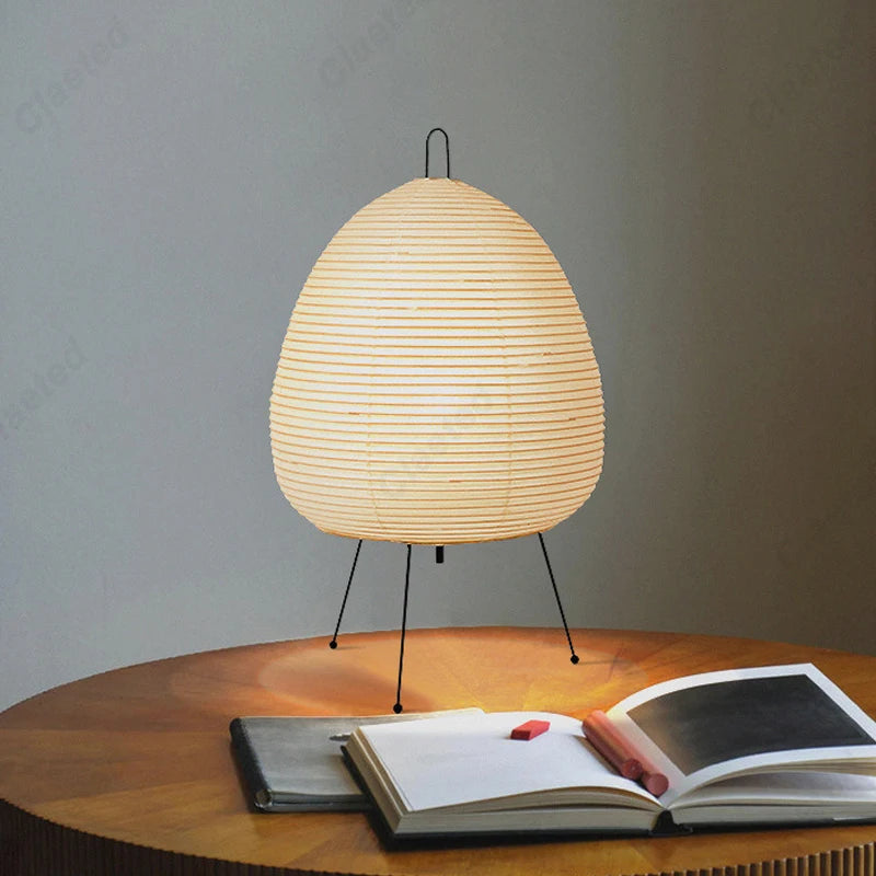 Lámpara de mesa japonesa ovalada de papel