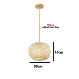 Lámpara colgante de bambú con forma de araña, lámpara colgante de madera para techo.