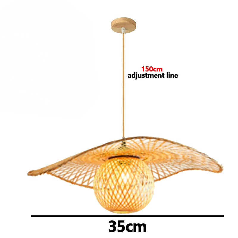 Lámpara colgante de bambú con forma de araña, lámpara colgante de madera para techo.