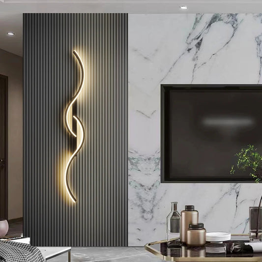 Lámpara de pared LED moderna, minimalista, para dormitorio, mesita de noche, tira larga, para sala de estar, iluminación interior del hogar