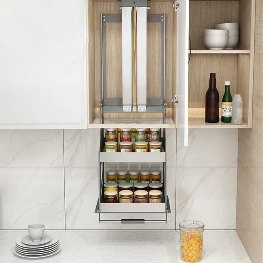 Up Down Pull Down Storage Spice Racks Wall Cabinet