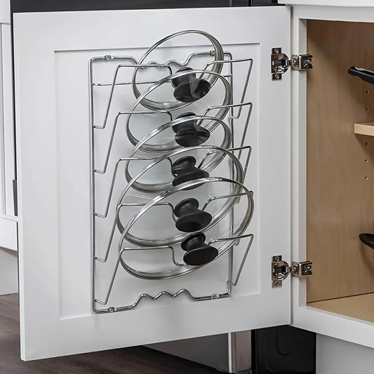 Metal Hanging Pot Lid Rack Kitchen Storage Organizer