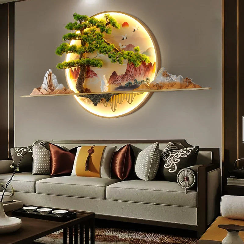 Lámpara de pared LED con imagen mural de paisaje creativo moderno