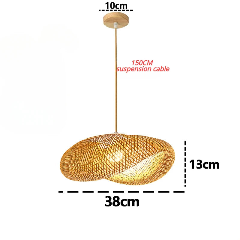 Lámpara colgante de bambú con forma de araña, lámpara colgante de madera para techo.