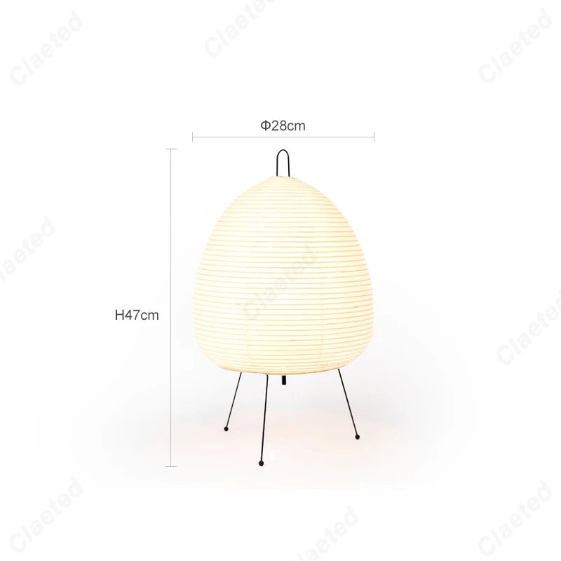 Lámpara de mesa japonesa ovalada de papel