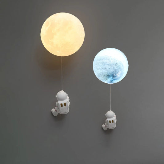 Nuevas lámparas de pared LED minimalistas de cobre con forma de luna para habitación infantil, dormitorio junto a un fondo, hogar, astronauta creativo, juguete para niño, lustres.