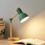 Lámpara de estudio de lectura con cabezal giratorio LED de madera para mesita de noche
