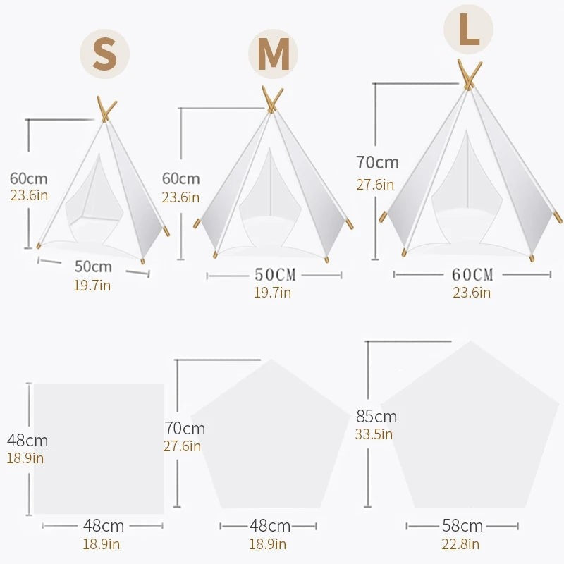 Tienda tipi para mascotas, casa portátil lavable con cojín