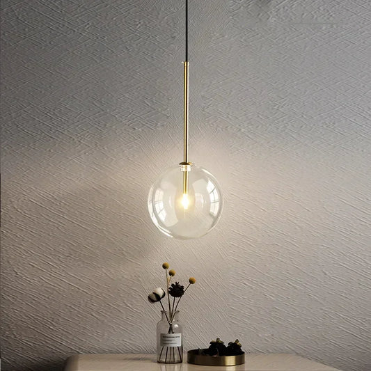 Lámpara colgante de noche con bola de cristal transparente