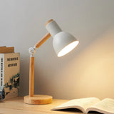 Lámpara de estudio de lectura con cabezal giratorio LED de madera para mesita de noche