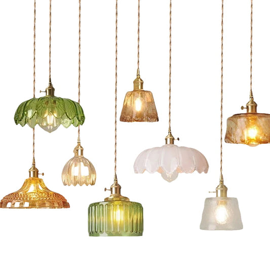 Lámpara colgante moderna de cristal con interruptor LED