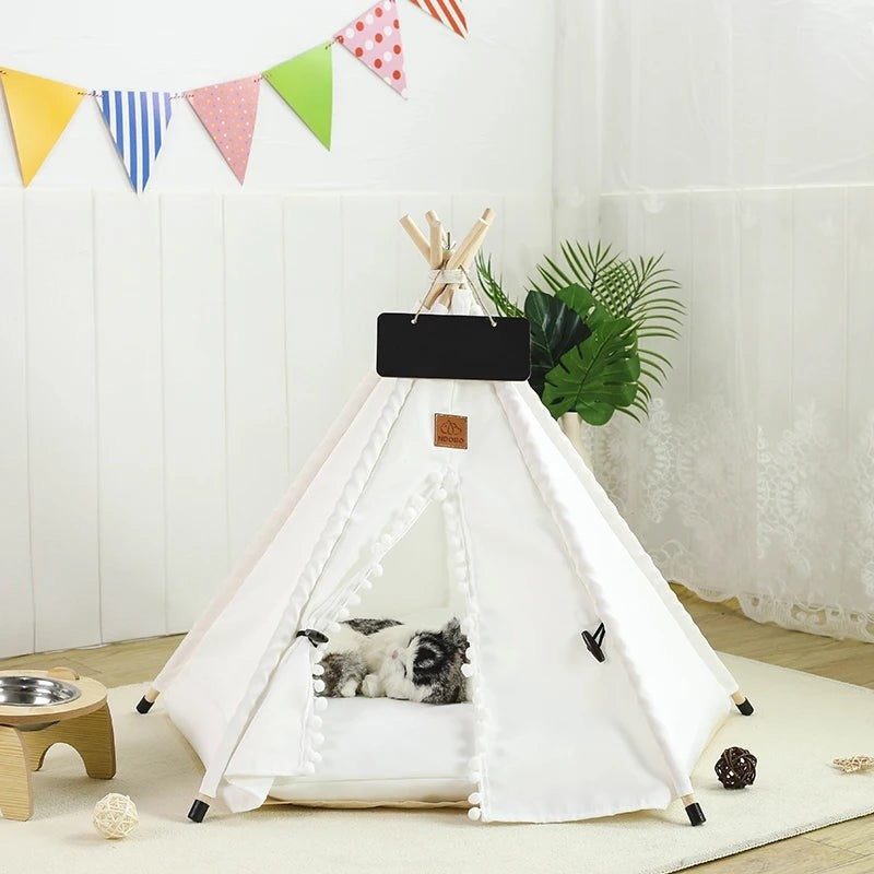 Tienda tipi para mascotas, casa portátil lavable con cojín