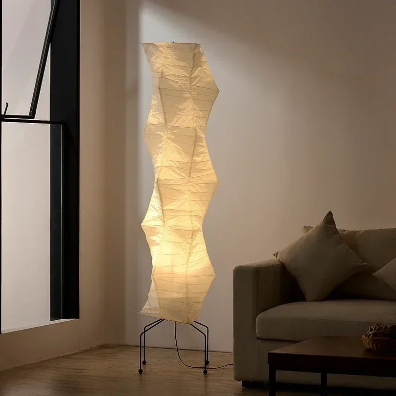 Lámpara de pie de esquina con soporte de papel LED
