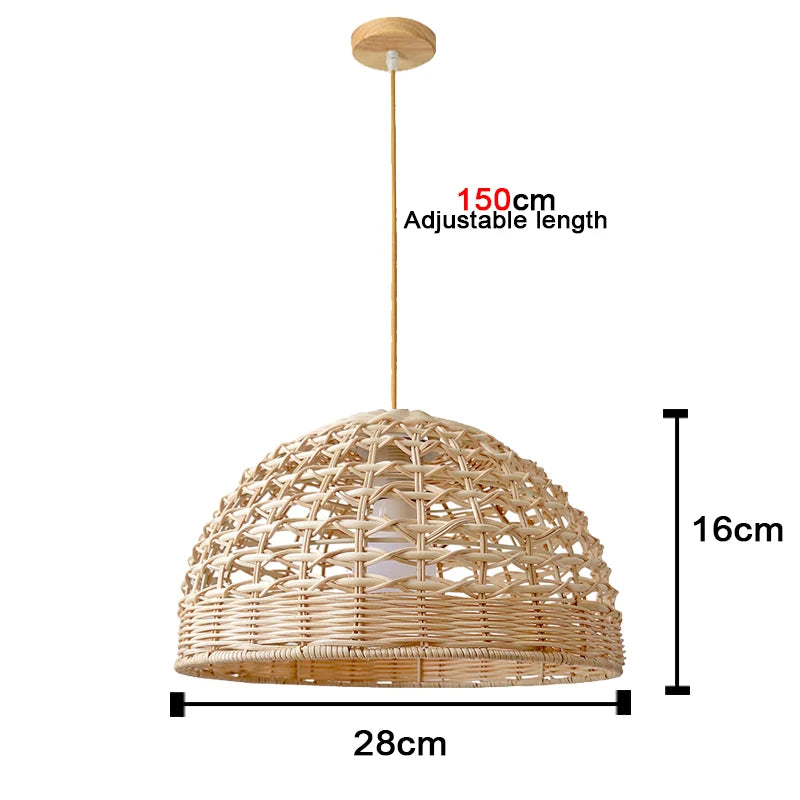Lámpara colgante de bambú con forma de araña, lámpara colgante de madera para techo.