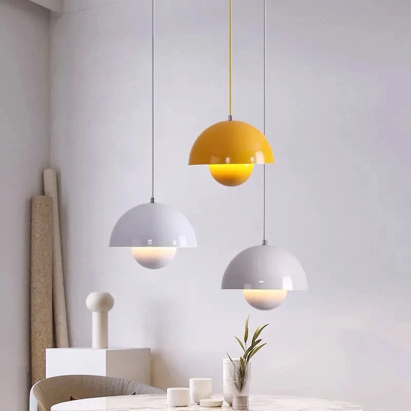 Lámpara colgante semicircular con diseño de flores nórdicas