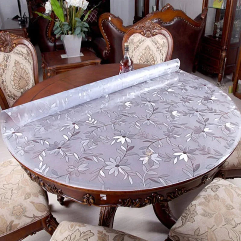 Mantel redondo transparente de PVC impermeable